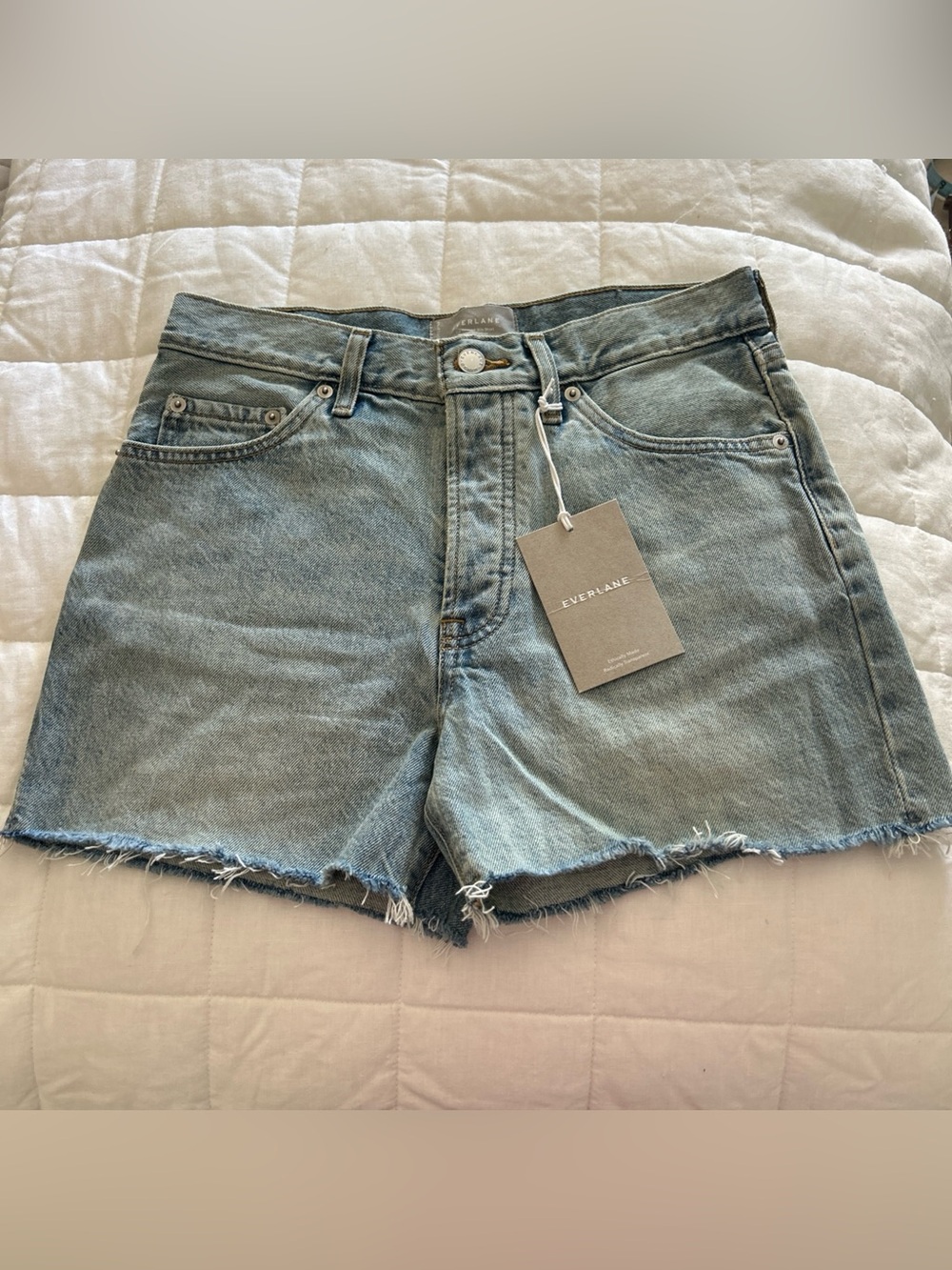 Everlane Women's Sz 25  Relaxed 90’s Vintage Sunbleached Denim Shorts Raw Hem